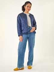 Roman Blue Two Tone Crew Neck Jacket - Image 2 of 5
