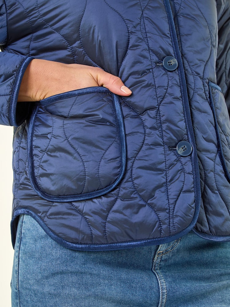 Roman Blue Two Tone Crew Neck Jacket - Image 6 of 6 Roman Blue Two Tone Crew Neck Jacket - Image 6 of 6