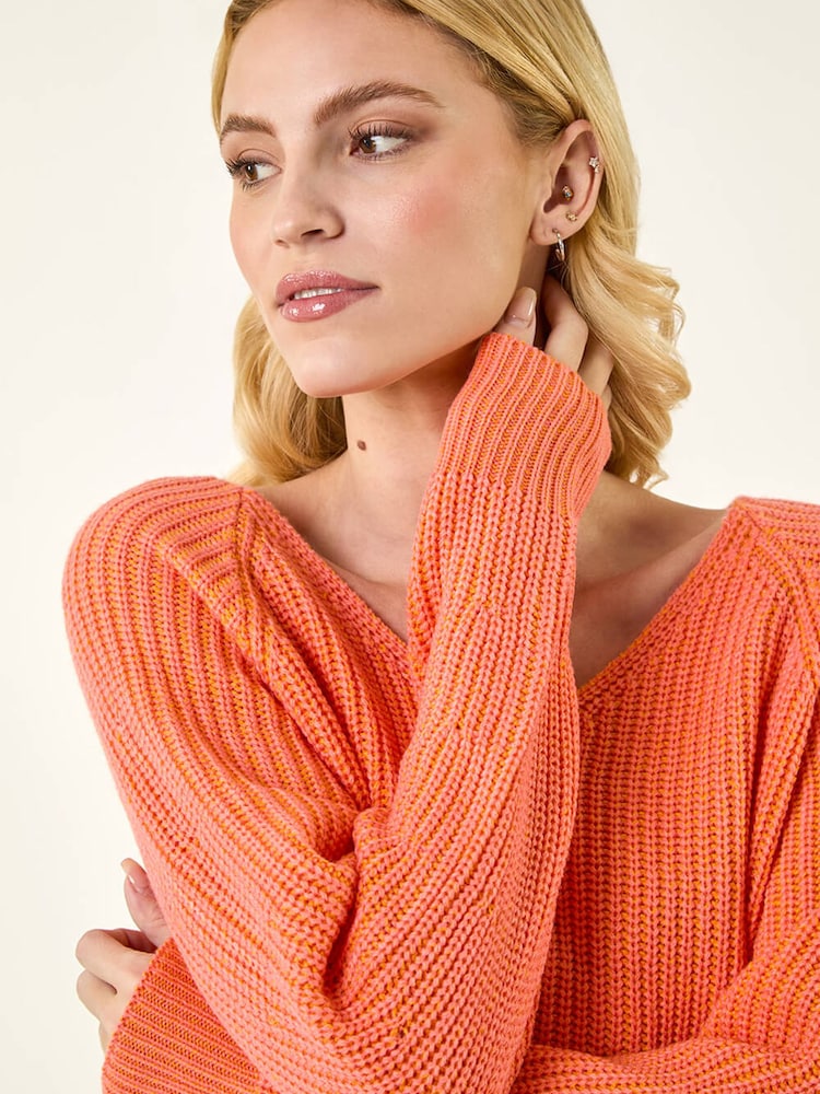 Roman Orange V-Neck Knitted Jumper - Image 1 of 5