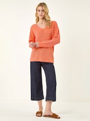 Roman Orange V-Neck Knitted Jumper - Image 2 of 5