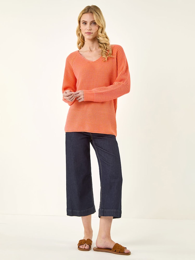 Roman Orange V-Neck Knitted Jumper - Image 2 of 5