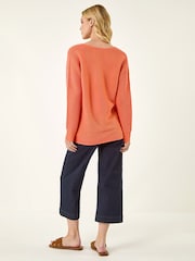 Roman Orange V-Neck Knitted Jumper - Image 3 of 5