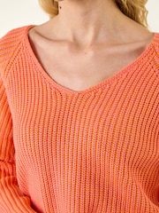 Roman Orange V-Neck Knitted Jumper - Image 5 of 5