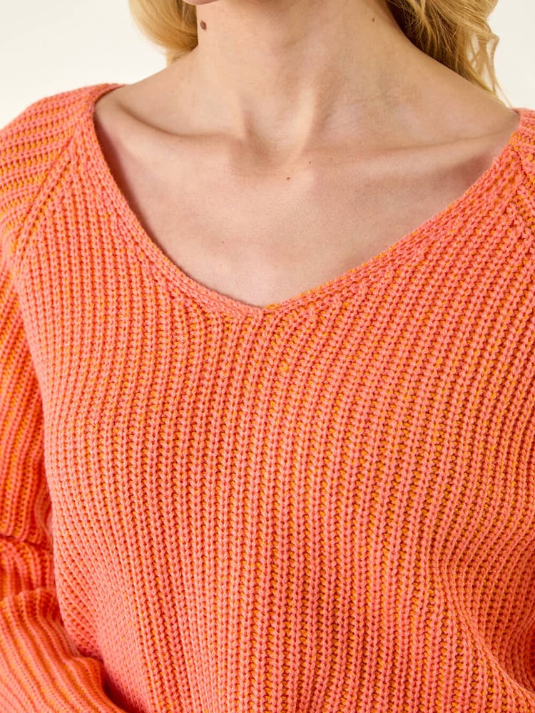 Roman Orange V-Neck Knitted Jumper - Image 5 of 5