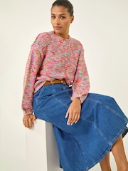 Roman Pink Textured Space Dye Knit Jumper - Image 1 of 5