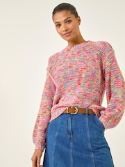 Roman Pink Textured Space Dye Knit Jumper - Image 4 of 5