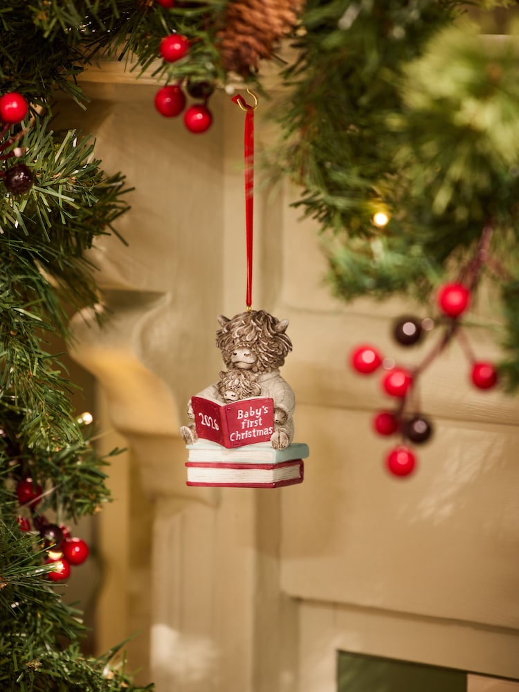 Natural Hamish the Highland Cow Baby's First Christmas Bauble - Image 1 of 4 Natural Hamish the Highland Cow Baby's First Christmas Bauble - Image 1 of 4