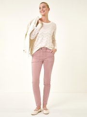 Roman Pink Utility Stretch Denim Trousers - Image 1 of 5