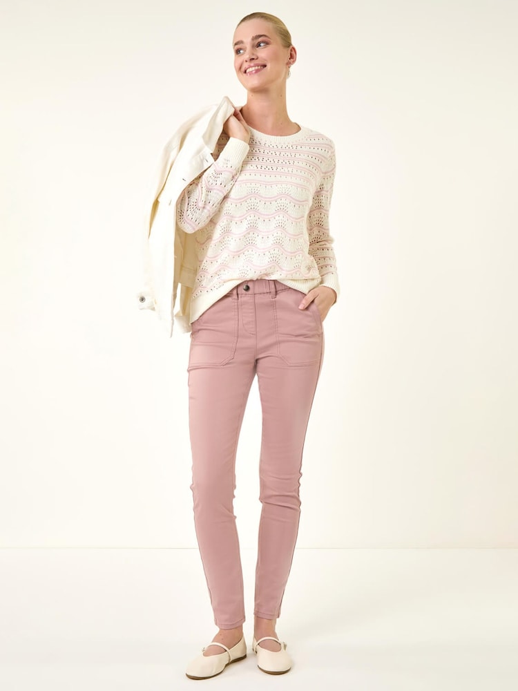 Roman Pink Utility Stretch Denim Trousers - Image 1 of 5