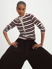 River Island Red Long Sleeve Stripe Top - Image 1 of 4