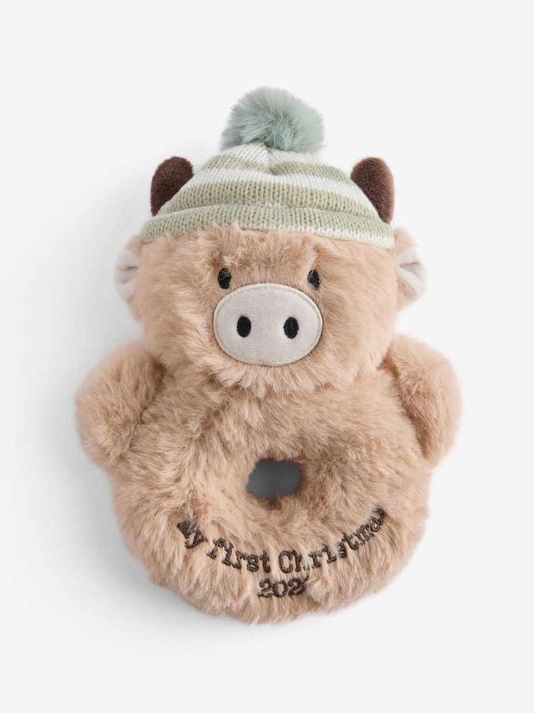 Natural Baby's First Christmas Soft Hamish the Highland Cow Rattle - Image 3 of 3