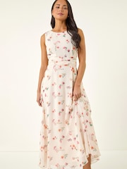 Roman White Petite Ruched Maxi Dress - Image 4 of 5