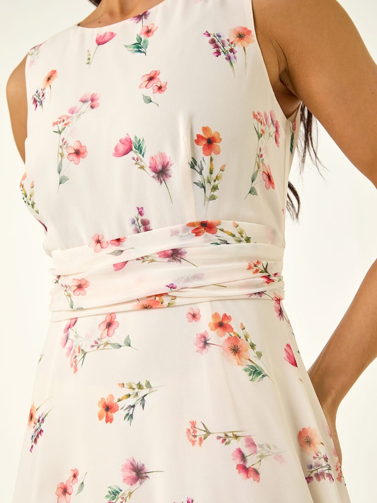 Roman White Petite Ruched Maxi Dress - Image 5 of 5