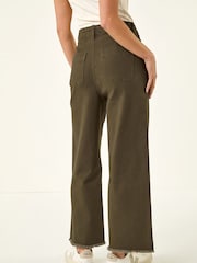Roman Green Petite Cotton Frayed Hem Trousers - Image 3 of 5