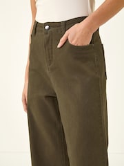 Roman Green Petite Cotton Frayed Hem Trousers - Image 5 of 5