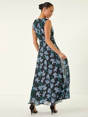 فستان ماكسي بكشكشة للأحجام الصغيرة من Roman - Image 3 of 5