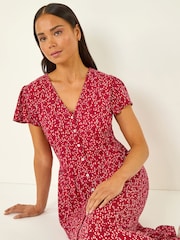 Roman Red Petite Abstract Spot Midi Dress - Image 1 of 5