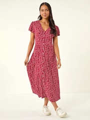Roman Red Petite Abstract Spot Midi Dress - Image 2 of 5