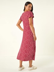 Roman Red Petite Abstract Spot Midi Dress - Image 3 of 5