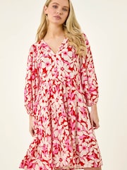 Roman 小さいサイズ・フローラル Vネックティアードドレス - 画像 4 / 5