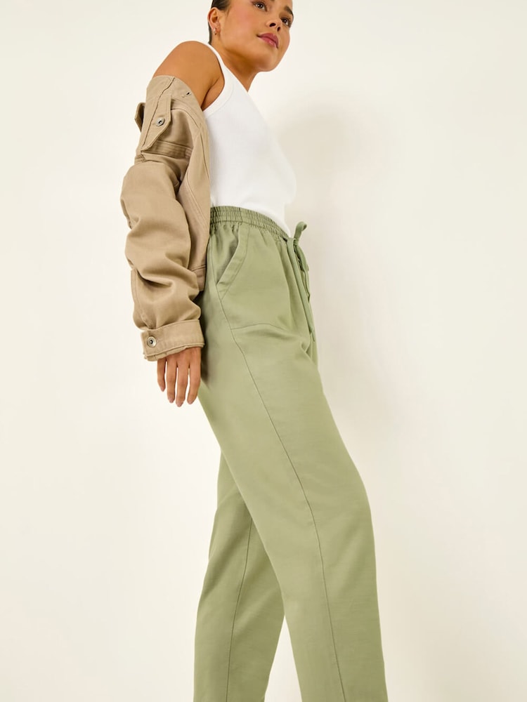 أخضر - بنطلون بخصر قابل للتمدد من Roman - Image 1 of 5