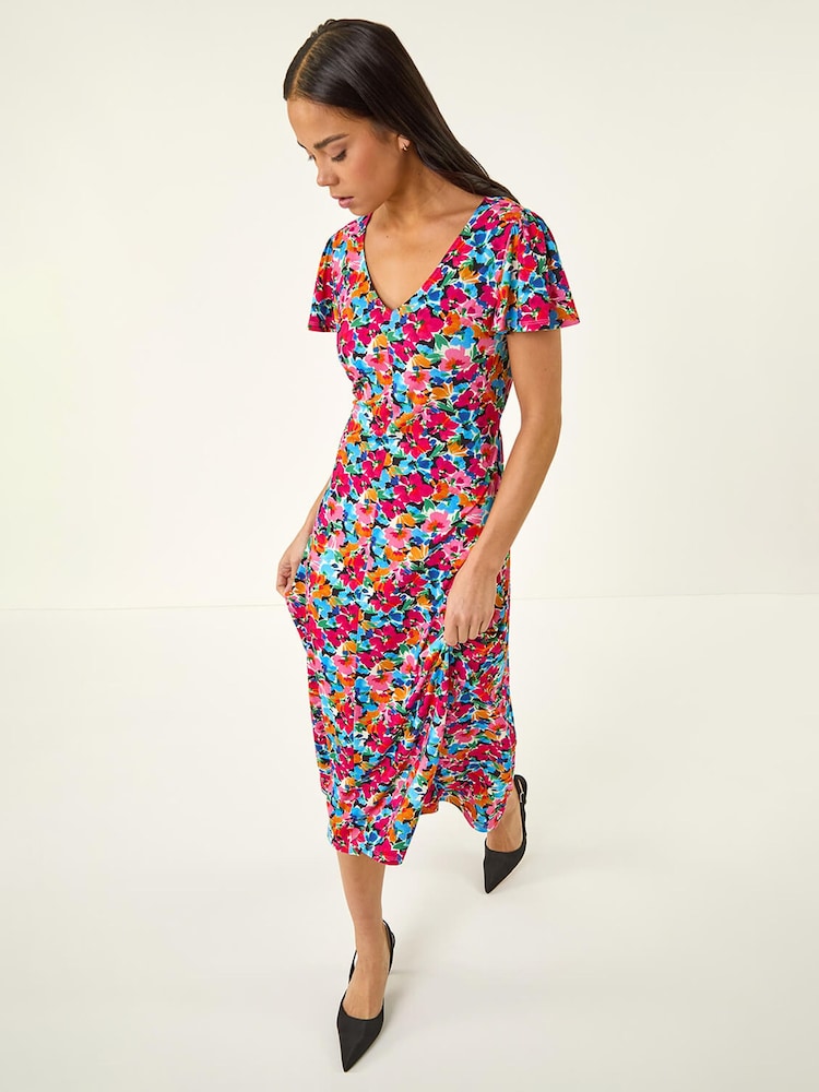 Roman – Midikleid mit floralem Print, Knopfleiste und Tasche, Petite - Bild 1 von 5