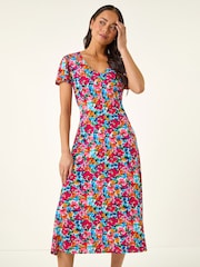 Roman – Midikleid mit floralem Print, Knopfleiste und Tasche, Petite - Bild 2 von 5