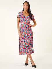 Roman – Midikleid mit floralem Print, Knopfleiste und Tasche, Petite - Bild 4 von 5