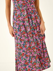 Roman Petite Floral-Bindungs-Front Stretch Midi Kleid - Bild 5 von 5