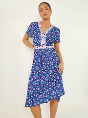 Roman Midi Ελαστικό Φλοράλ αντίθεση Φόρεμα - Εικόνα 1 από 5