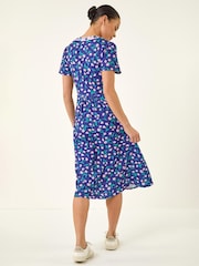 Roman Midi Ελαστικό Φλοράλ αντίθεση Φόρεμα - Εικόνα 3 από 5