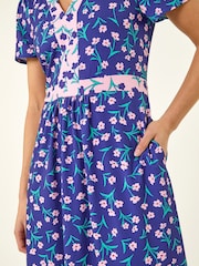 Roman Midi Ελαστικό Φλοράλ αντίθεση Φόρεμα - Εικόνα 5 από 5