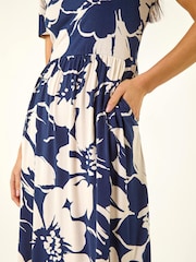 Robe Roman Petite Fleuri Extensible à Col en V - Image 6 de 6