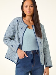 Roman Blue Petite Quilted Padded Jacket - Image 4 of 5