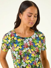 Roman Black Petite Floral Print Pocket Dress - Image 4 of 5