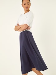 Roman Blue Petite Ponte Stretch Midi Skirt - Image 1 of 5