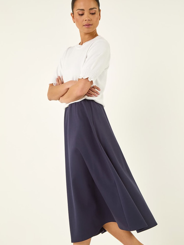 Roman Blue Petite Ponte Stretch Midi Skirt - Image 1 of 5
