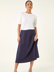 Roman Blue Petite Ponte Stretch Midi Skirt - Image 2 of 5
