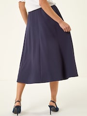 Roman Blue Petite Ponte Stretch Midi Skirt - Image 3 of 5