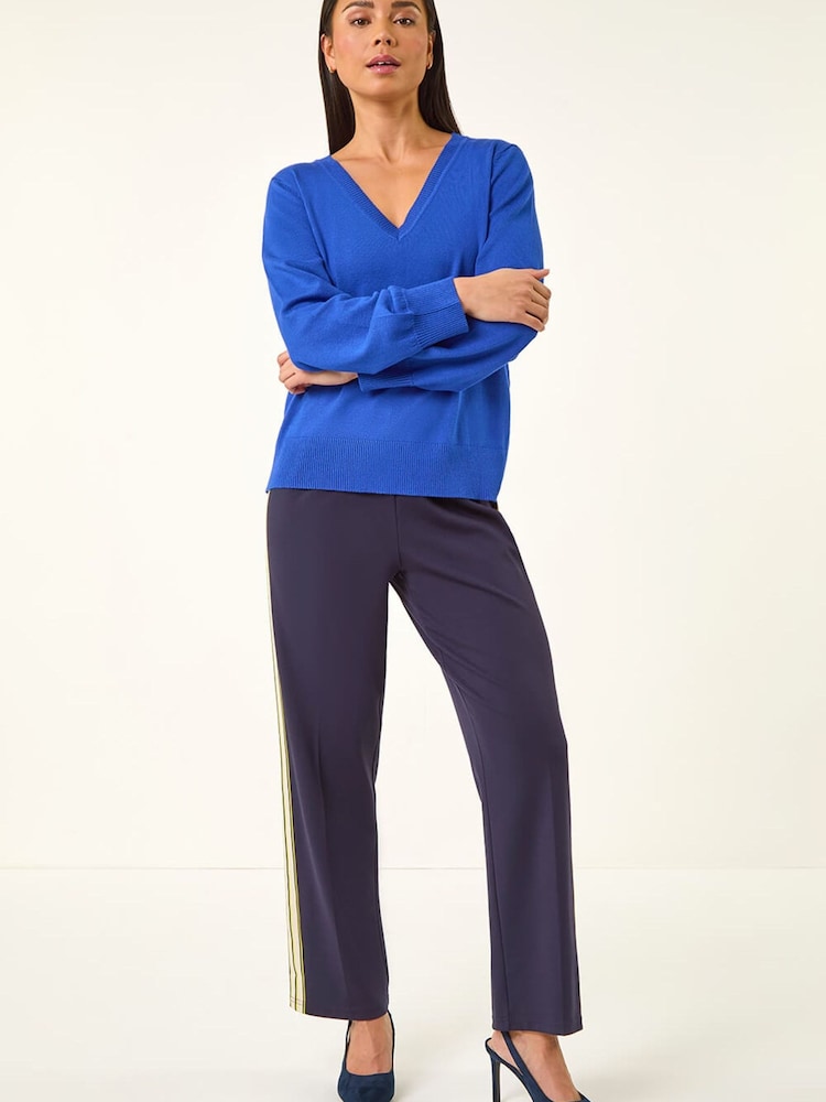 Roman Blue Petite V-Neck Knit Jumper - Image 2 of 5