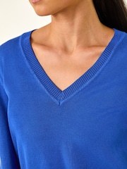 Roman Blue Petite V-Neck Knit Jumper - Image 5 of 5