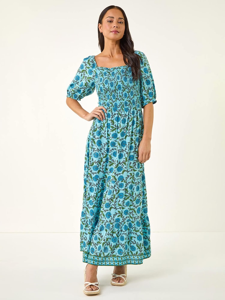 Roman Blue Petite Printed Puff Sleeve Dress - Image 2 of 5