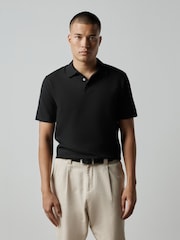 Black Essential Knitted Short Sleeved Polo Shirt - Image 1 of 7