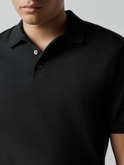 Black Essential Knitted Short Sleeved Polo Shirt - Image 4 of 7