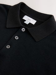 Black Essential Knitted Short Sleeved Polo Shirt - Image 6 of 7