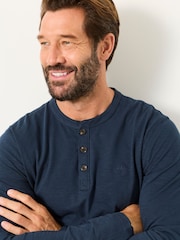 FatFace Henley Navy Long Sleeve Woodside T-Shirt - Image 3 of 6
