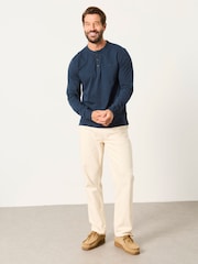 FatFace Henley Navy Long Sleeve Woodside T-Shirt - Image 4 of 6
