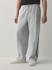 Light Grey Wide Leg Fit Side Stripe Smart Joggers - Image 1 of 9