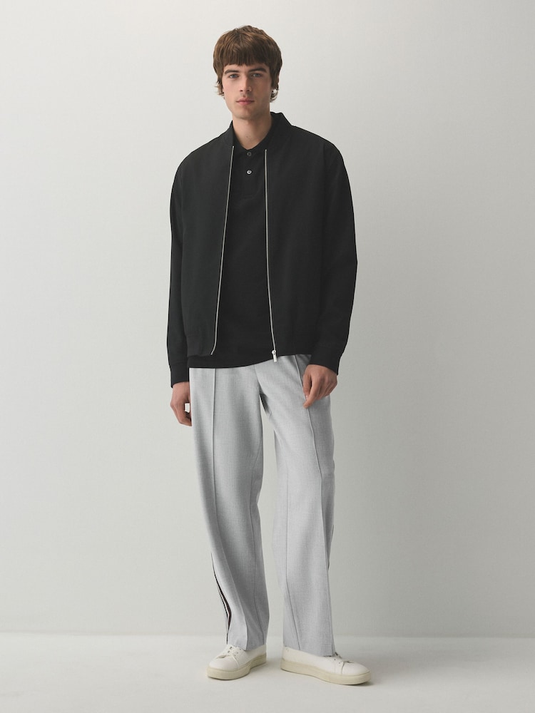 Light Grey Wide Leg Fit Side Stripe Smart Joggers - Image 2 of 9 Light Grey Wide Leg Fit Side Stripe Smart Joggers - Image 2 of 9