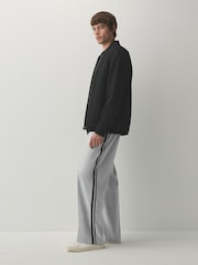 Light Grey Wide Leg Fit Side Stripe Smart Joggers - Image 3 of 9
